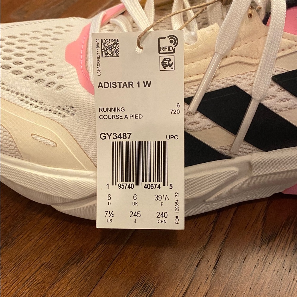 NWT Womens Adidas Off-White and Pink Running Sneakers Size 7 1/2 - Picture 6 of 7